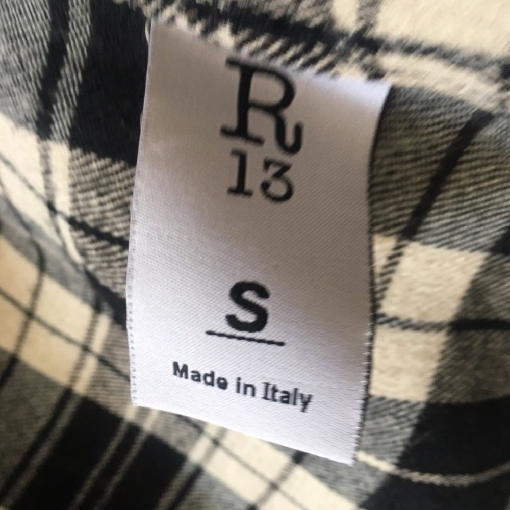 R13 Italy $1200 Wool Denim Dress Plaid Button Down - Picture 8 of 8